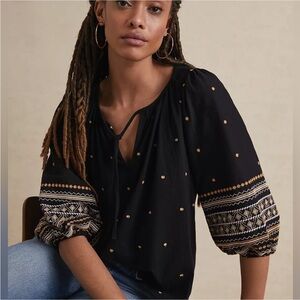 Anthropologie PILCRO Embroidered Peasant Blouse Top Calanthe Boho Cowgirl MP